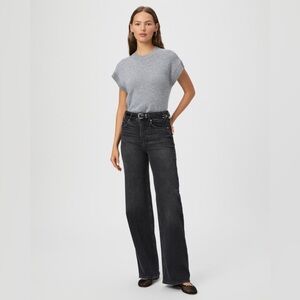 PAIGE Sasha 32’ High Rise Wide Leg Jeans Viper Black size 27
